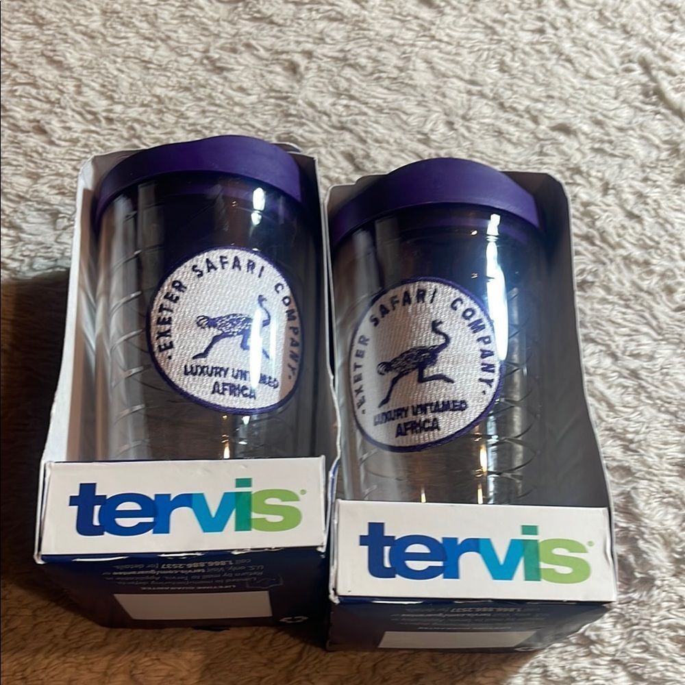Tervis Safari Tumblers with Purple Lids NEW